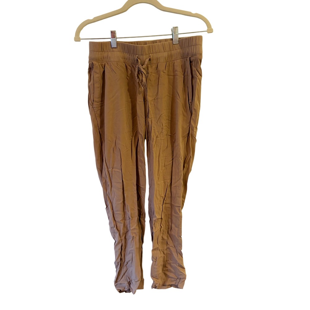 HM MAMA Maternity Jogger Pants Tan XS Elastic Waist Drawstring Tapered Leg - Picture 1 of 4
